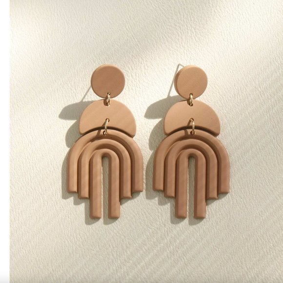 Urban Outfitters Jewelry - Terracotta Brown Rainbow Arches anthro urban modern geometric drop earrings